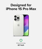 iPhone 15 Pro Max Screen Protector | Privacy Glass - White iPhone 15 Pro Max shown from back and front, 6.7 inch label.