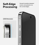 iPhone 15 Pro Max Screen Protector | Privacy Glass - Close-up of 2.5D curved edges on a smartphone screen protector.