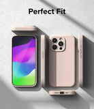 iPhone 15 Pro Max Case | Silicone Magnetic - Multiple views of a light pink phone case showing front, back, and sides.