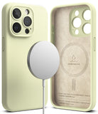 iPhone 15 Pro Max Case | Silicone Magnetic - Sunny lime silicone case with MagSafe charger and suede-lined interior.