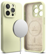 iPhone 15 Pro Max Case | Silicone Magnetic - Sunny lime silicone case with MagSafe charger and suede-lined interior.