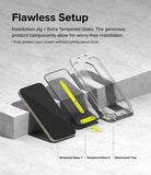 iPhone 15 Pro Max Screen Protector | Easy Slide Tempered Glass - iPhone 15 Pro Max Screen Protector - Smartphone, two tempered glass sheets with yellow tabs, and an installation tray.