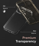 iPhone 15 Plus Case | Air - Comparison of a yellowed, scratched old phone case versus a clear, pristine new material case.