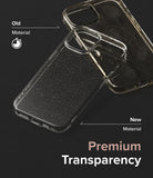 iPhone 15 Plus Case | Air - Comparison of a yellowed, scratched old phone case versus a clear, premium new case.