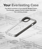 iPhone 15 Plus Case | Fusion Bold - A gray-framed clear phone case centered over a grid of blurred, identical cases.
