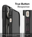 iPhone 15 Plus Case | Fusion Bold Magnetic - Close-up of phone case buttons with notch-cutouts for tactile response.