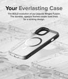 iPhone 15 Plus Case | Fusion Bold Magnetic - A clear phone case with a black frame and magnetic ring on a white background.