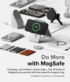iPhone 15 Plus Case | Fusion Bold Magnetic - iPhone 15 Plus on a magnetic stand surrounded by various MagSafe accessories.