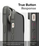 iPhone 15 Plus Case | Fusion Bold - Close-up of phone case buttons with notch-cutouts highlighting tactile response.