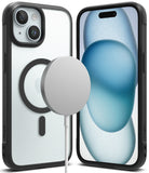 iPhone 15 Plus Case | Fusion Bold Magnetic - Clear case with black frame and magnetic ring, shown front and back.