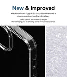 iPhone 15 Plus Case | Fusion - Clear phone case corner detail next to a pile of raw, translucent TPU plastic pellets.