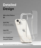 iPhone 15 Plus Case | Fusion - Exploded view of clear phone case showing TPU and PC layers with labels for design features.