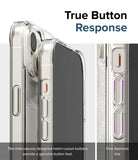 iPhone 15 Plus Case | Fusion - Clear phone case showing detailed notch-cutout buttons for tactile response and precise fit.