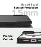 iPhone 15 Plus Case | Fusion-X Magnetic Matte Black - Close-up of phone case showing 1.5mm raised bezel and precise port cutouts.