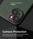 iPhone 15 Plus Case | Onyx - Dark green phone case highlighting 1.2mm raised camera edges for lens protection.