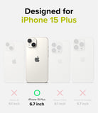 iPhone 15 Plus Case | Silicone Magnetic - Comparison chart highlighting the iPhone 15 Plus with a green checkmark.