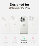 iPhone 15 Pro Case | Air - Comparison chart showing iPhone 15 Pro highlighted with a green checkmark among other models.