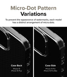 iPhone 15 Pro Case | Air - Comparison of micro-dot patterns on the back and side of clear phone cases to prevent watermarks.