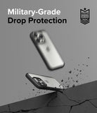 iPhone 15 Pro Case | Fusion Bold - Two phones in protective cases falling toward a cracked surface with military-grade text.