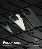 iPhone 15 Pro Case | Fusion Bold - Two sleek, transparent iPhone 15 Pro cases arranged on a grid of matte black phone outlines.