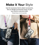 iPhone 15 Pro Case | Fusion Bold Magnetic - Two people wearing phones in cases with colorful lanyards attached.