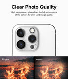 iPhone 15 Pro | Camera Protector Glass [2 Pack] - iPhone 15 Pro Camera Protector Glass - Comparison showing clear photo quality with Ringke glass versus a darker image.