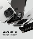 iPhone 15 Pro Max / 15 Pro | Camera Styling - Multiple iPhones floating with black camera lens protectors applied.