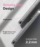 iPhone 15 Pro Case | Fusion Card - Two clear phone cases side-by-side highlighting a slim 2.2mm cardholder design.