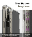iPhone 15 Pro Case | Fusion - Clear phone case showing detailed button cutouts for tactile response and precise fit.