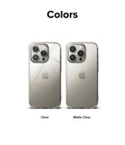 iPhone 15 Pro Case | Fusion - Two iPhone 15 Pro phones side-by-side, one in a glossy clear case and one in a matte clear case.