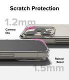 iPhone 15 Pro Case | Fusion - Clear phone case showing 1.2mm camera lip and 1.5mm raised screen bezel for scratch protection.