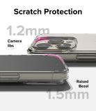 iPhone 15 Pro Case | Fusion - Close-up of phone case showing 1.2mm camera lip and 1.5mm raised screen bezel for scratch protection.