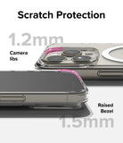 iPhone 15 Pro Case | Fusion Magnetic - Clear phone case showing 1.2mm camera lip and 1.5mm raised screen bezel protection.