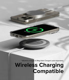 iPhone 15 Pro Case | Fusion Magnetic - iPhone 15 Pro in a clear case hovering above a wireless charging pad.
