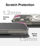 iPhone 15 Pro Case | Fusion Magnetic - Close-up of clear phone case showing 1.2mm camera lip and 1.5mm raised screen bezel.