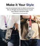 iPhone 15 Pro Case | Fusion Magnetic - Two people wearing iPhone 15 Pro cases with colorful lanyards attached to accessory holes.