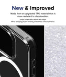 iPhone 15 Pro Case | Fusion Magnetic - Clear phone case corner detail next to a pile of raw TPU plastic pellets.