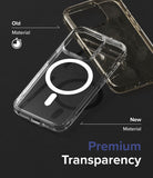 iPhone 15 Pro Case | Fusion Magnetic - Comparison of a yellowed old phone case and a clear new MagSafe case.