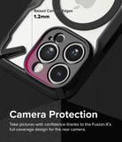 iPhone 15 Pro Case | Fusion-X Magnetic Matte Black - Close-up of phone case showing 1.2mm raised edges protecting camera lenses.