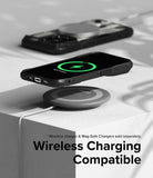 iPhone 15 Pro Case | Fusion-X Magnetic Matte Black - Matte black phone case on a wireless charging pad showing 92% charge.