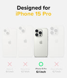 iPhone 15 Pro Case | Onyx Design - Comparison chart highlighting the iPhone 15 Pro as the compatible model among four phones.