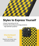 iPhone 15 Pro Case | Onyx Design - Yellow and black checkerboard pattern phone case with a textured finish.