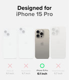 iPhone 15 Pro Case | Onyx Magnetic - Comparison chart highlighting iPhone 15 Pro compatibility with a green checkmark.