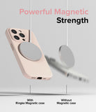 iPhone 15 Pro Case | Silicone Magnetic - A pink magnetic phone case attached to a charger while another phone falls away.