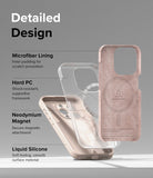 iPhone 15 Pro Case | Silicone Magnetic - Exploded view of a layered phone case showing microfiber, PC, magnet, and silicone.