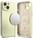 iPhone 15 Plus Case | Silicone Magnetic - Sunny lime silicone case with magnetic charger and suede-lined interior.