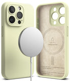 iPhone 15 Pro Case | Silicone Magnetic - Sunny lime silicone case with magnetic charger and suede-lined interior.