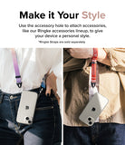 iPhone 15 Case | Air - Two people wearing clear iPhone 15 cases with colorful wrist and neck straps attached to accessory holes.