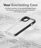 iPhone 15 Case | Fusion Bold - A clear phone case with a black frame centered over a background of multiple clear cases.