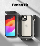 iPhone 15 Case | Fusion Bold - Multiple angles of a black iPhone 15 case with a clear back, showcasing a perfect fit.